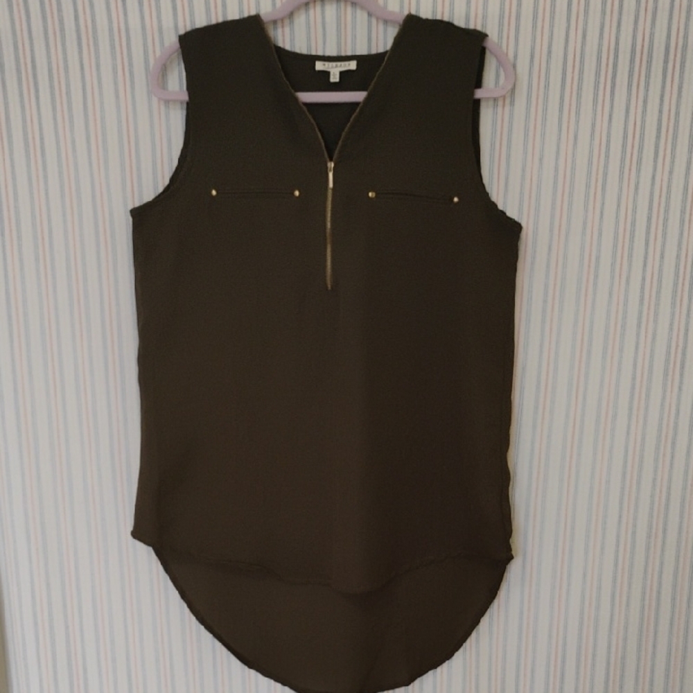 Mileage Sleeveless Dark Olive Color Top  L